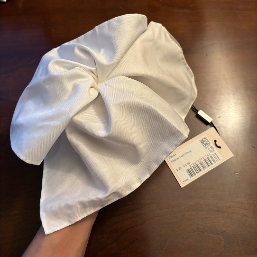 White Pocket Square. Pure Cotton (FREE Shipping)